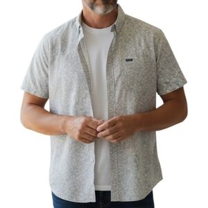 RVCA Men's Short-Sleeve Floral Button-Down Shirt - Light Gray